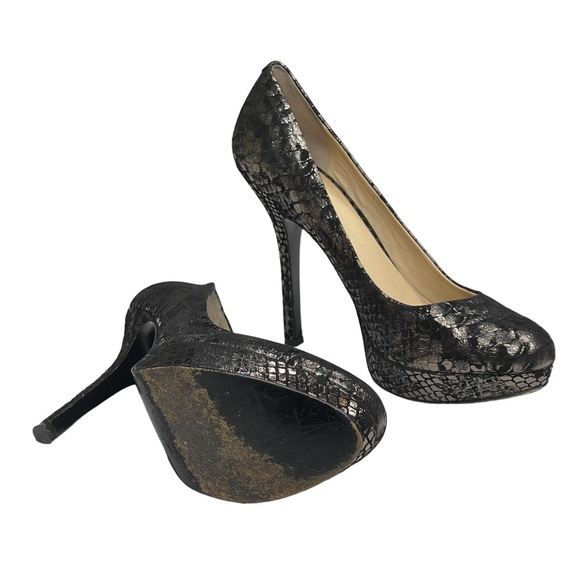 Joan & David ☀︎︎ Metallic Animal Print Platform Pumps Heels ☀︎︎ Black ☀︎︎ 8.5M - Picture 12 of 16